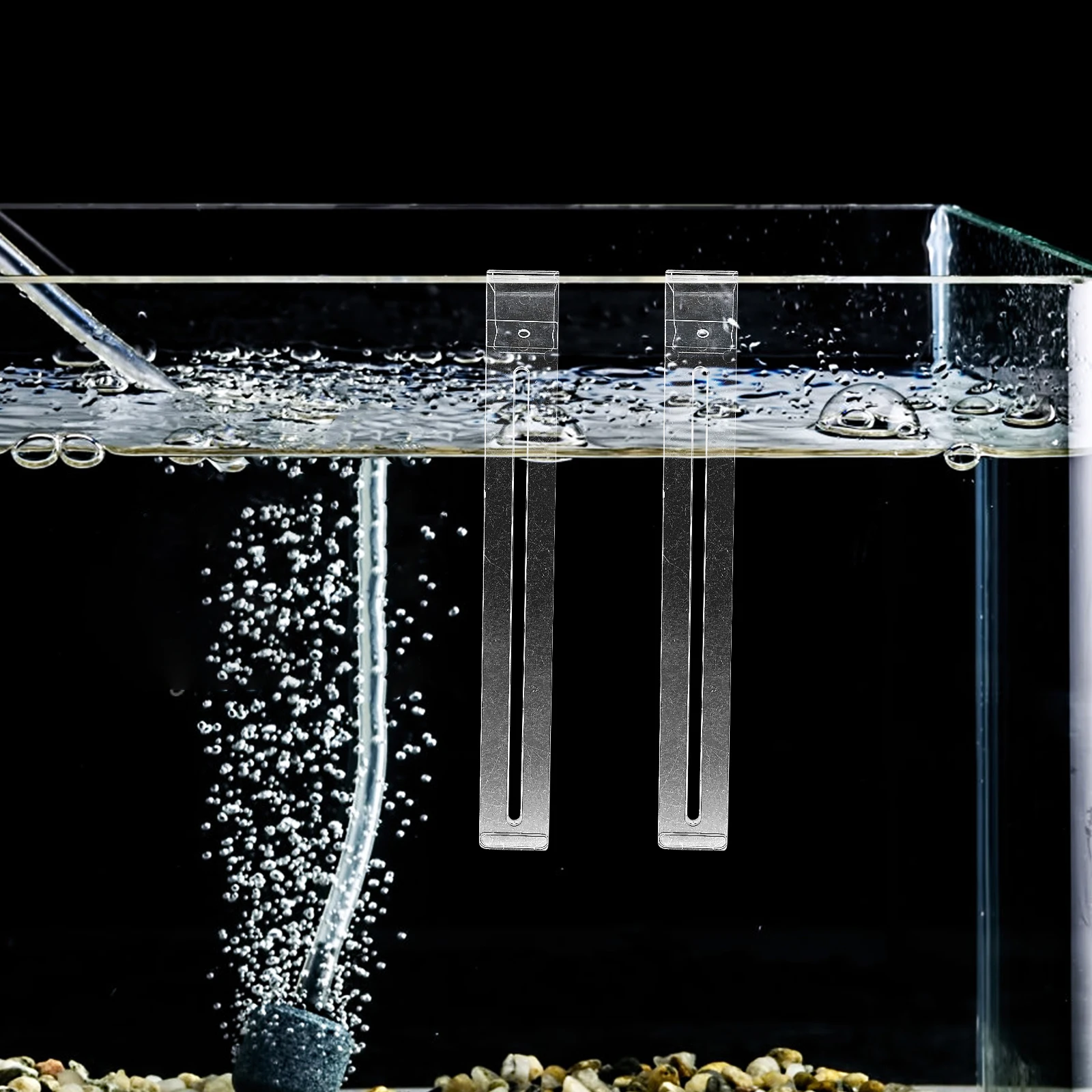 

2Pcs Transparent Adjustable Aquarium Hooks Multipurpose Fish Tank Hangers for Turtle Basking Spot and Plant Holders