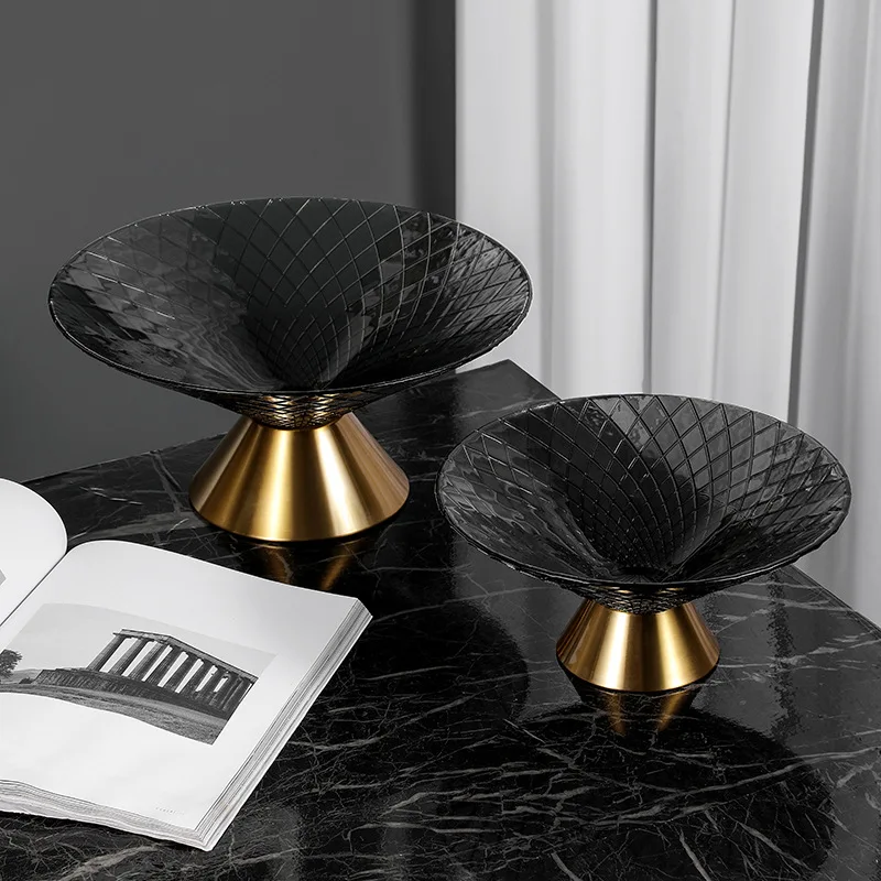 Light luxury fruit plate, exquisite high-end tray snack plate, household living room coffee table, high-end glass fruit plate