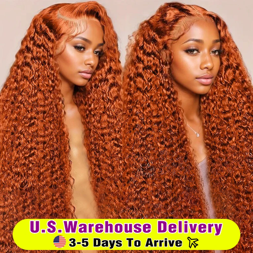 250 Density 350 Ginger Orange 30 40 inch Lace Front Wig Human Hair Wigs 13x4 HD Lace Frontal Curly Wig For Woman