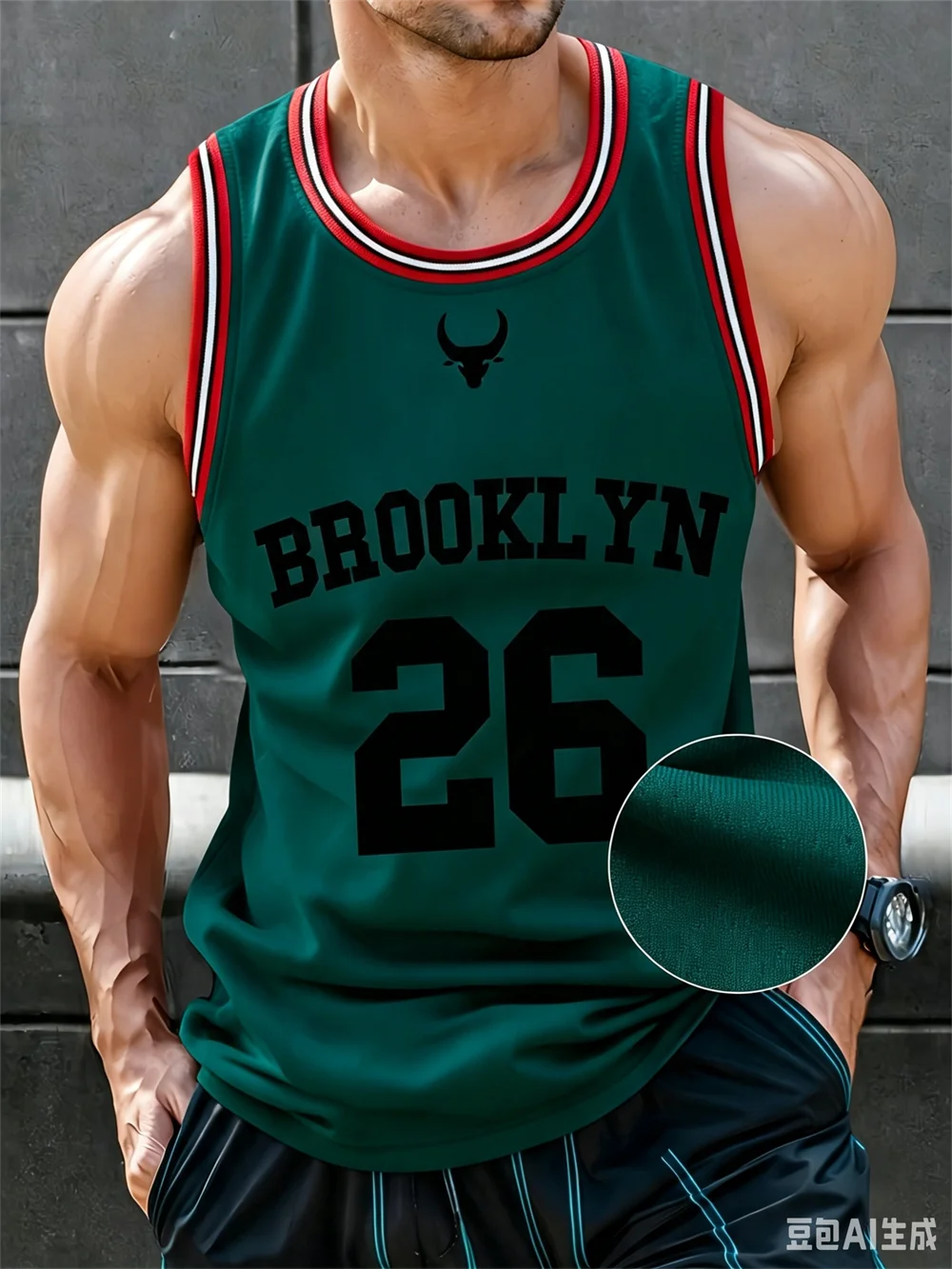 Basketball Brooklyn Nr. 26 O-Ausschnitt-Weste, lockerer Schnelltrocknender Stoff, Outdoor-Fitness-Training, lässige ärmellose Sommerkleidung für Männer – Detail 6