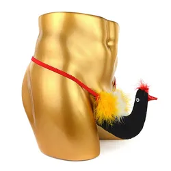 Funny Big Bird Penis Pouch Thongs Men Erotic Lingerie Breathable Sexy G-string Nightclub Stage Underwear T-back Tanga For Party