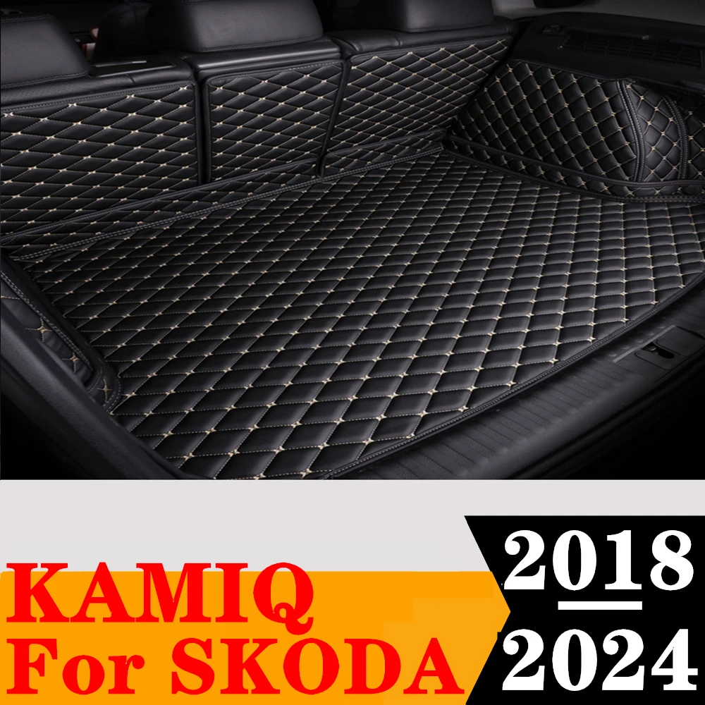 Custom Full Set Car Trunk Mat For Skoda Kamiq 2024 23 2022 2021 2020 2019 2018 Rear Cargo Liner Tail Boot Tray luggage Pad Parts