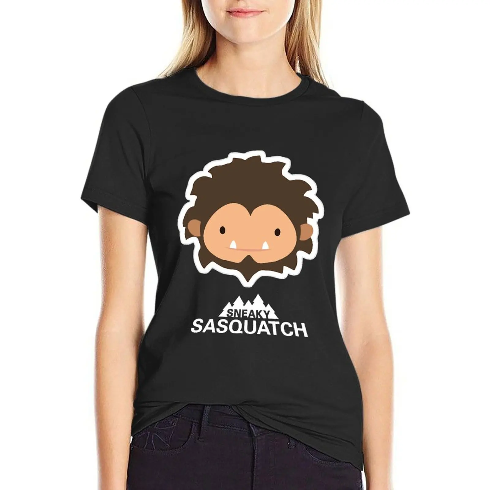 Sneaky Sasquatch Head T-Shirt Blouse funny Female clothing customs design your own black t shirts for Women