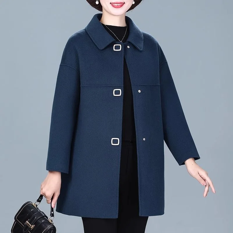 

Woolen for Women's Mid-sided Wool Long Autumn and Winter Loose Fashionable Coat