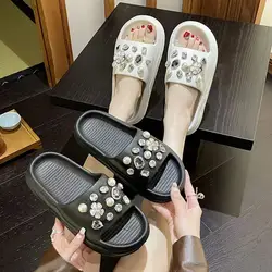 Luxury Rhinestone and Pearl flower design DIY Gem Shoe Decaration for hole clogs shoe Accessories send of Kids Women Girls Gifts