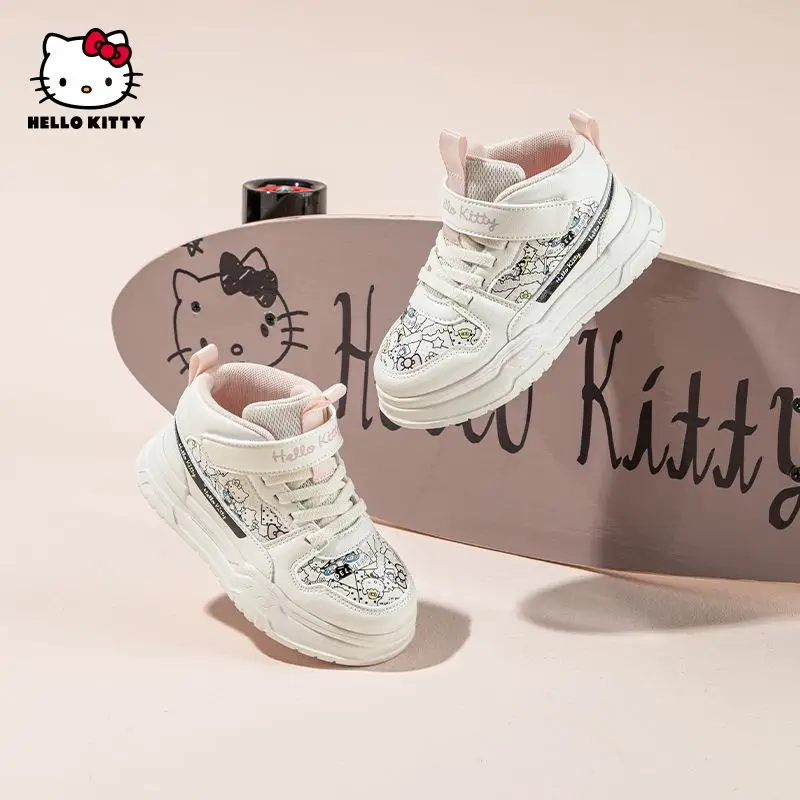 أحذية رياضية للأطفال بنمط Hello Kittys أحذية رياضية عصرية متعددة الاستخدامات لجميع المواسم أحذية مشي كاجوال مسطحة أحذية لوحية #4