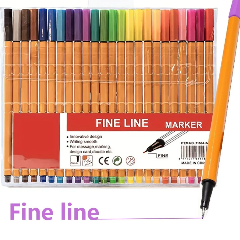 6/10/12/18/24Color Fine Line Markers, 0.5mm, Suitable for Notes, Marking, Design Cards, Art Supplies for Artist