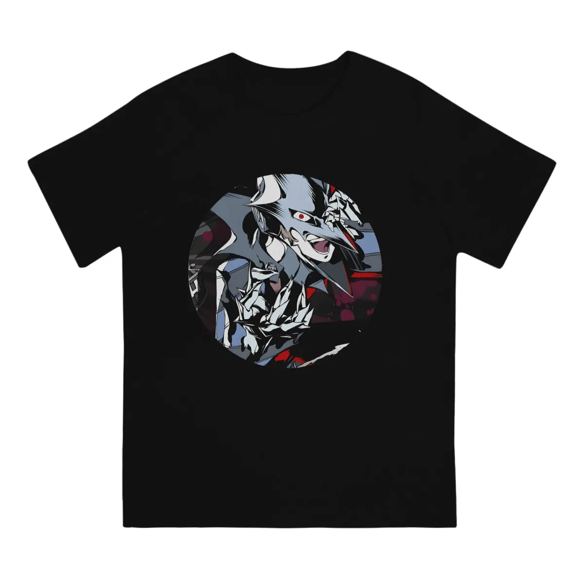 Crow Black Mask Battle T-Shirt for Men persona 5 Leisure Cotton Tees Crew Neck Short Sleeve T Shirts Gift Idea Clothes