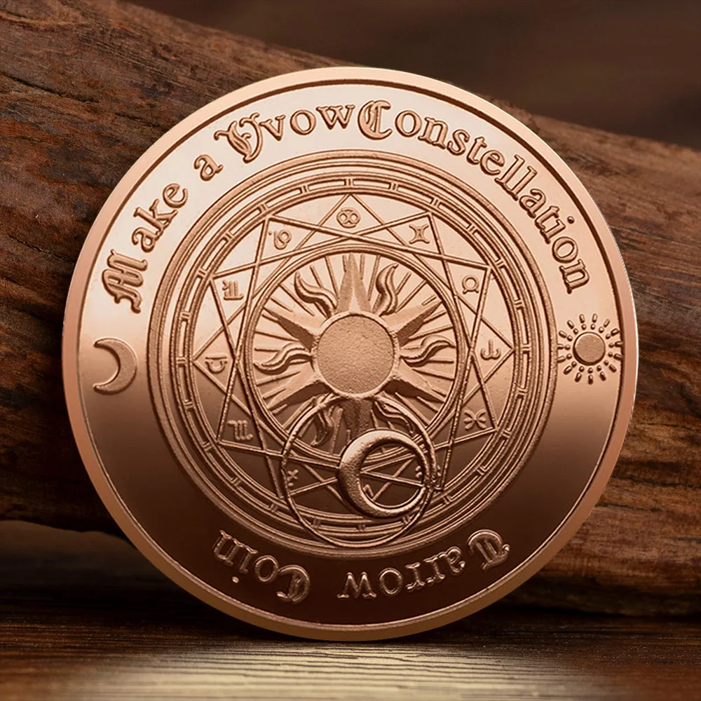 Red Copper Commemorative Coins for The Twelve Constellation Sun God and Moon God Collection Coins