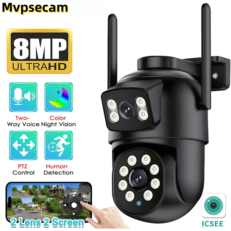 Home Yard Security Cameras - Outdoor 8MP 4K WiFi PTZ Security