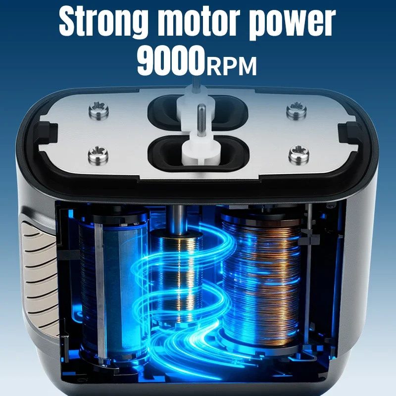 طقم حلاقة صغير محمول IPX6 مقاوم للماء للسفر 9000 دورة في الدقيقة من النوع C شحن 3 شفرات ماكينة حلاقة كهربائية ترددية للرجال #3