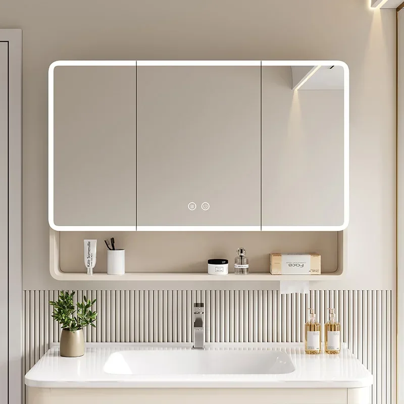 Nordic Bathroom Smart Mirror Cabinet Wall Hanging Mirror Cabinet with Light Fog Removal Storage Simple Home Furniture 욕실 가구 FYBC