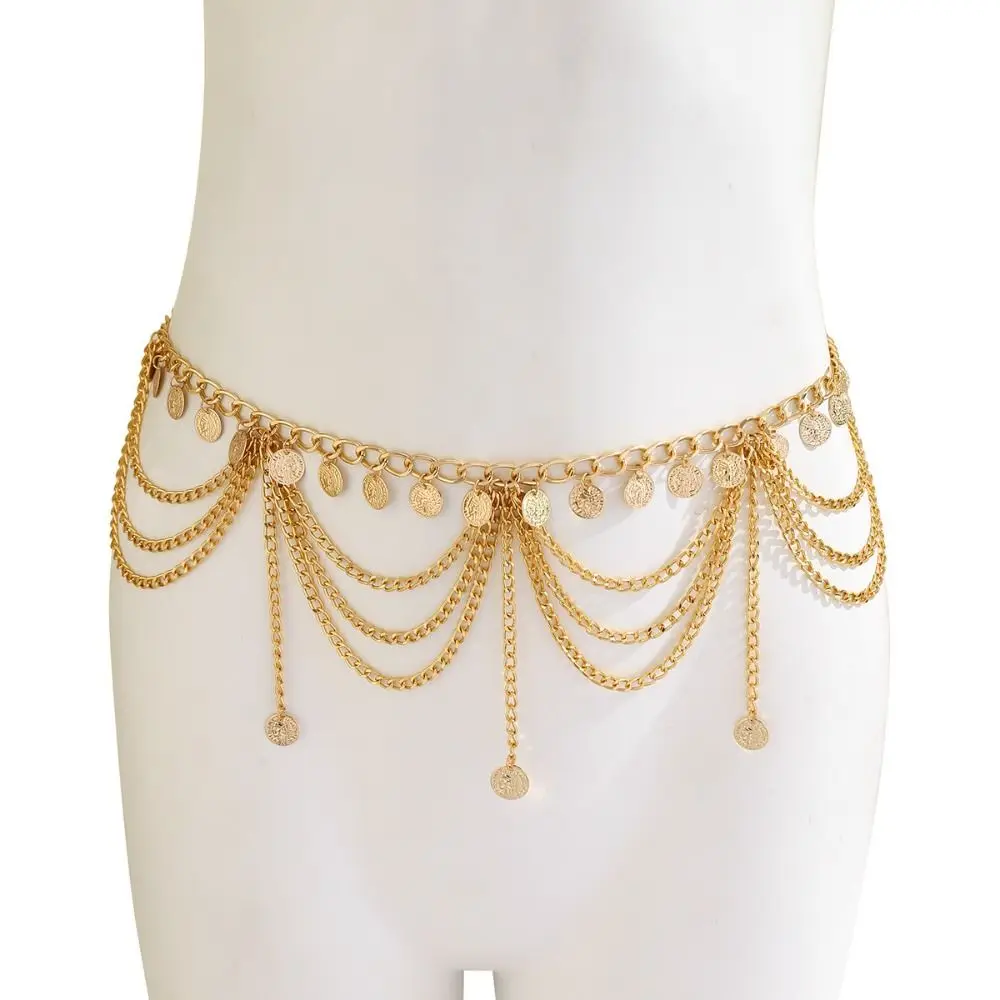 Tassels Body Jewelry Metal Body Chain Gold Silver Pearl Tassel Waist Chain Belly Dance Body Chain Belt Dress Accessories