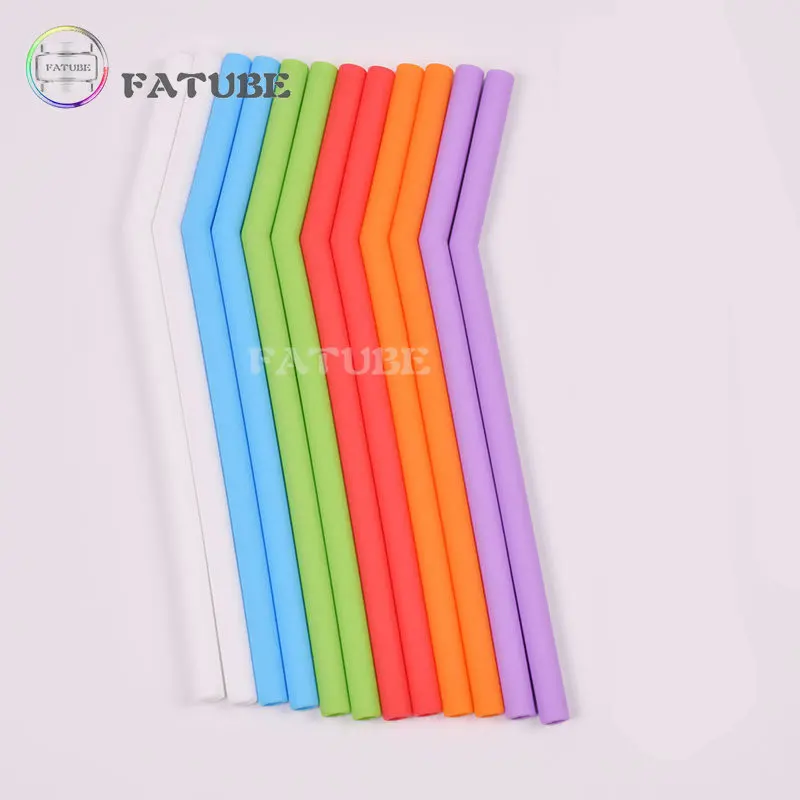 10PCS Fatube Silicone Straw Curved Straws Straight 14 * 12mm, 11 * 8mm, 7.5 * 5.5mm Random Color Straw joint