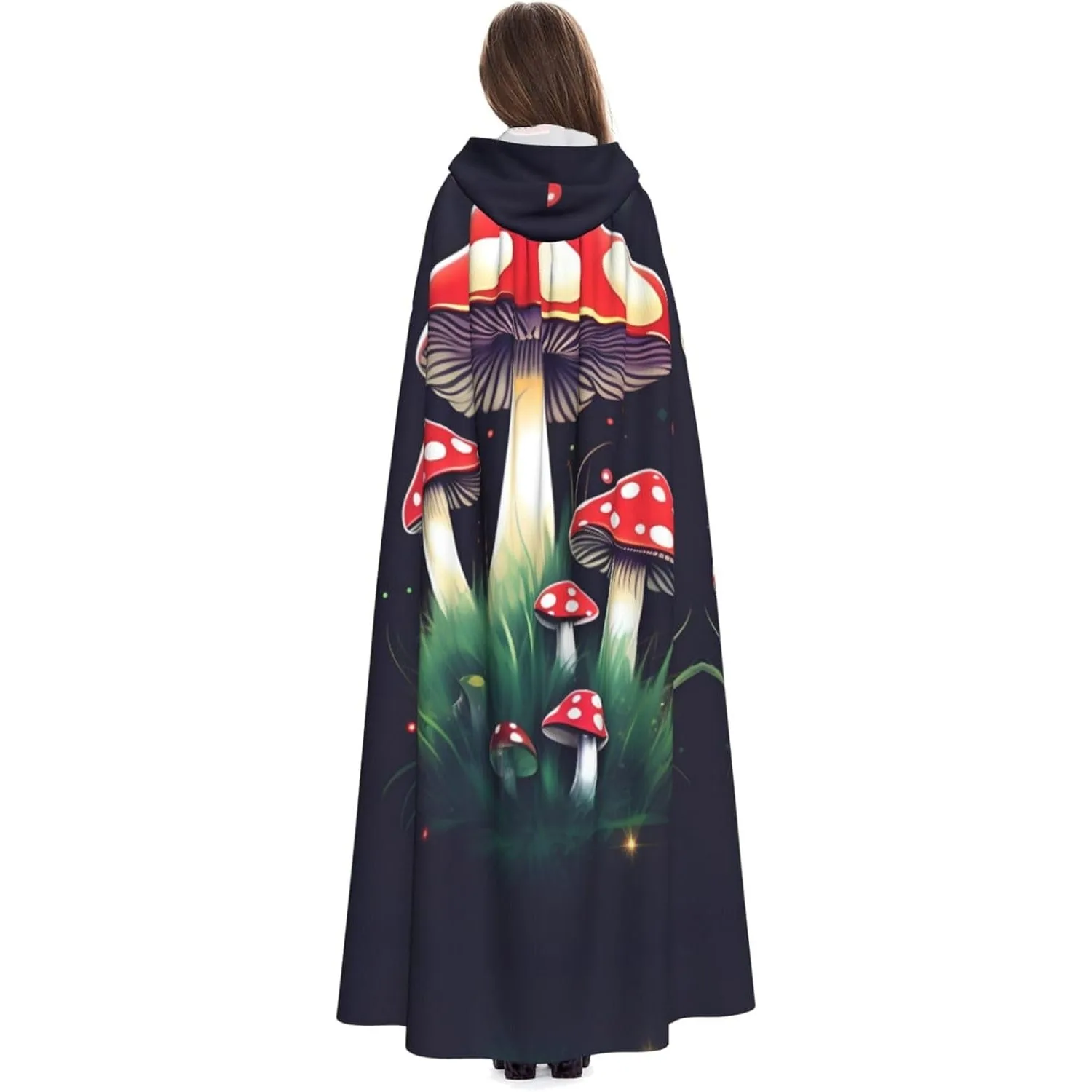 

Волшебные грибы с принтом для взрослых, накидка с капюшоном, карнавальная фестивальная накидка, халат, костюм для вечеринки, готический карнавал