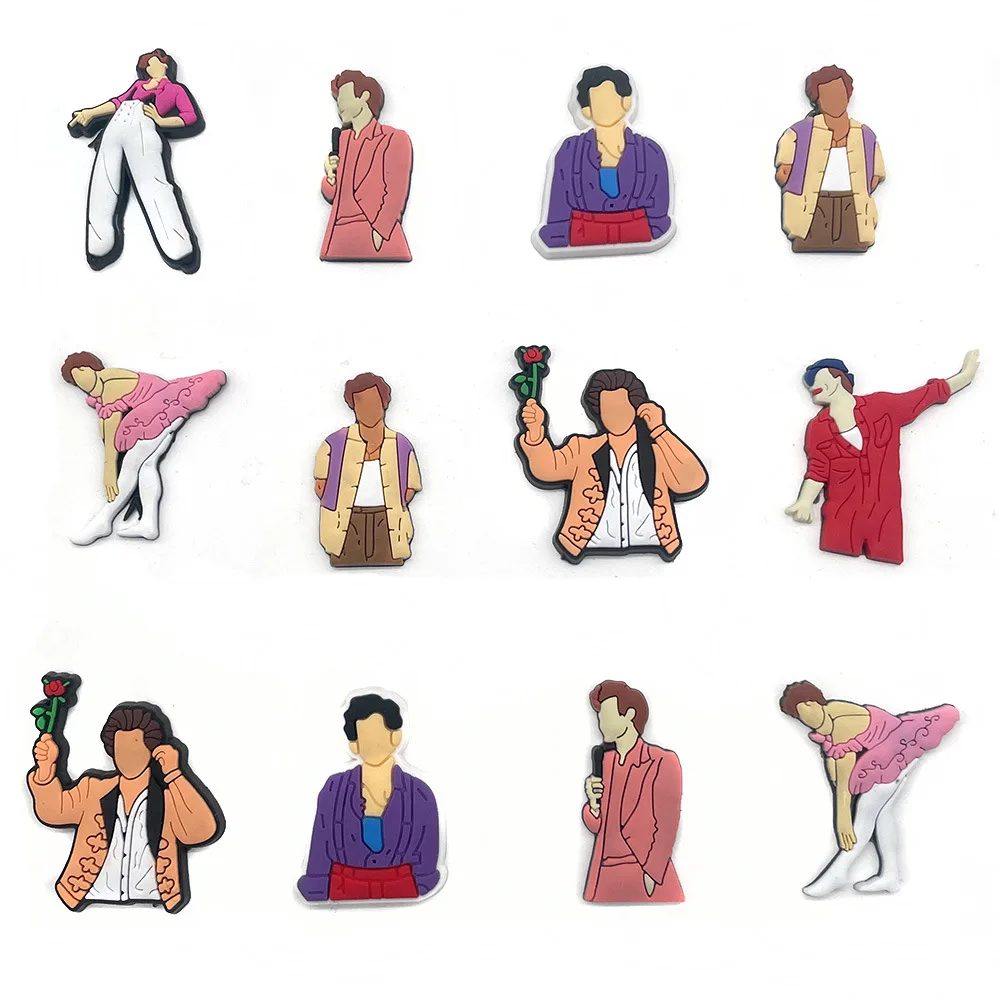 British Singer Series Shoe Charms for Clogs Bubble Slides Sandals Cartoon PVC Shoe Decorations Accessories Shoe Accessories