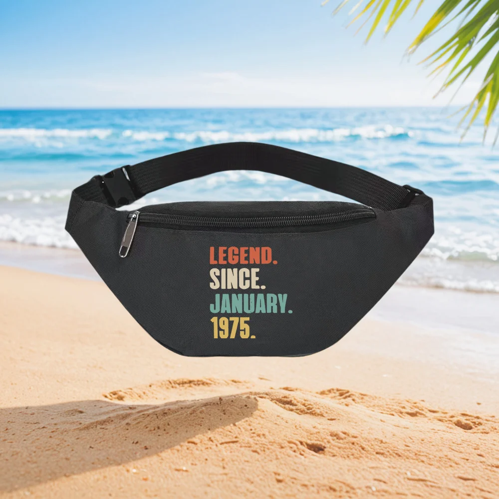 

Legend Since January 1975. Waist Backpack Crossbody Chest Bag Street Casual Sporty Fashionable Simple Unique Printed Design