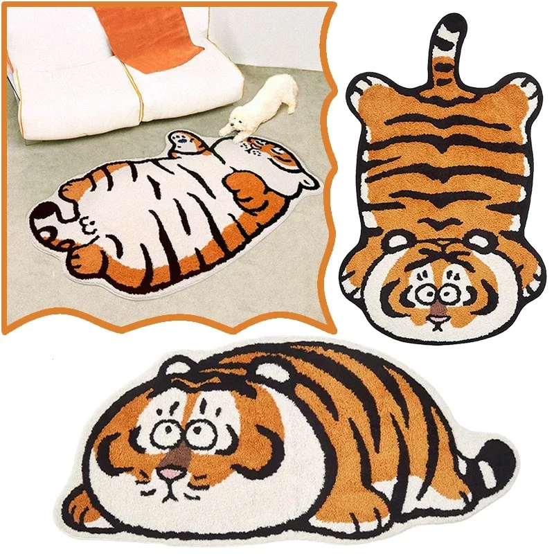 VIKAMA cartoon winter warm tiger back bedside carpet absorbent bathroom mat living room decorative carpet protection floor mat