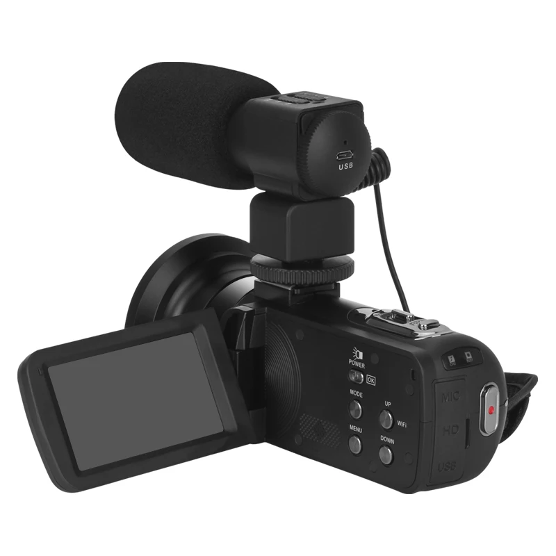 زاوية واسعة 4K يوتيوب كاميرات فيديو رقمية بطيئة الحركة حلقة تسجيل ميكروفون كاميرا فيديو التركيز التلقائي تدفق كاميرا ويب مدونة فيديو عدة