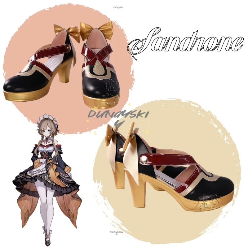 

Genshin Impact Sandrone Custom Made PU Leather Cosplay Shoes Halloween Carnival Anime Props