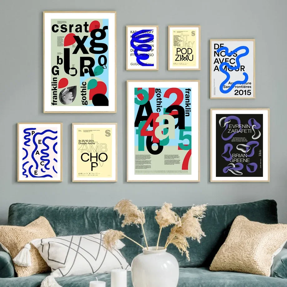 

Abstract Bauhaus Geometric Line Quotes WallArt Canvas Vintage Nordic LivingRoom Decor PosterPrint Modern Simple Style Home Decor