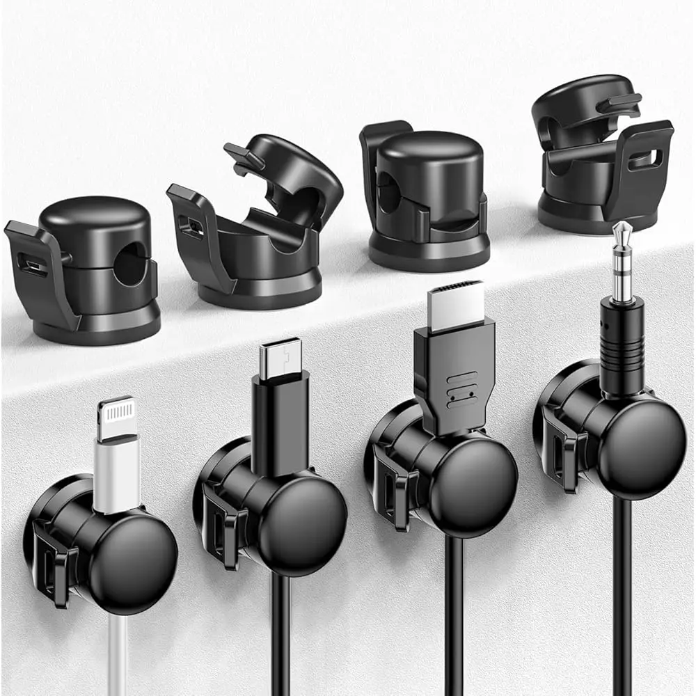 

Cable Clips, 8 Pack Cord Organizer [Cable Smooth Adjustable] Adhesive Cable Management Wire Organizers for Cords, Phone USB C