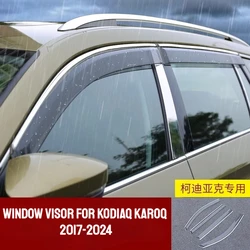 For Skoda Kodiaq Karoq Mugen Style Window Visor Vent Gard 4Pcs with Chrome Line