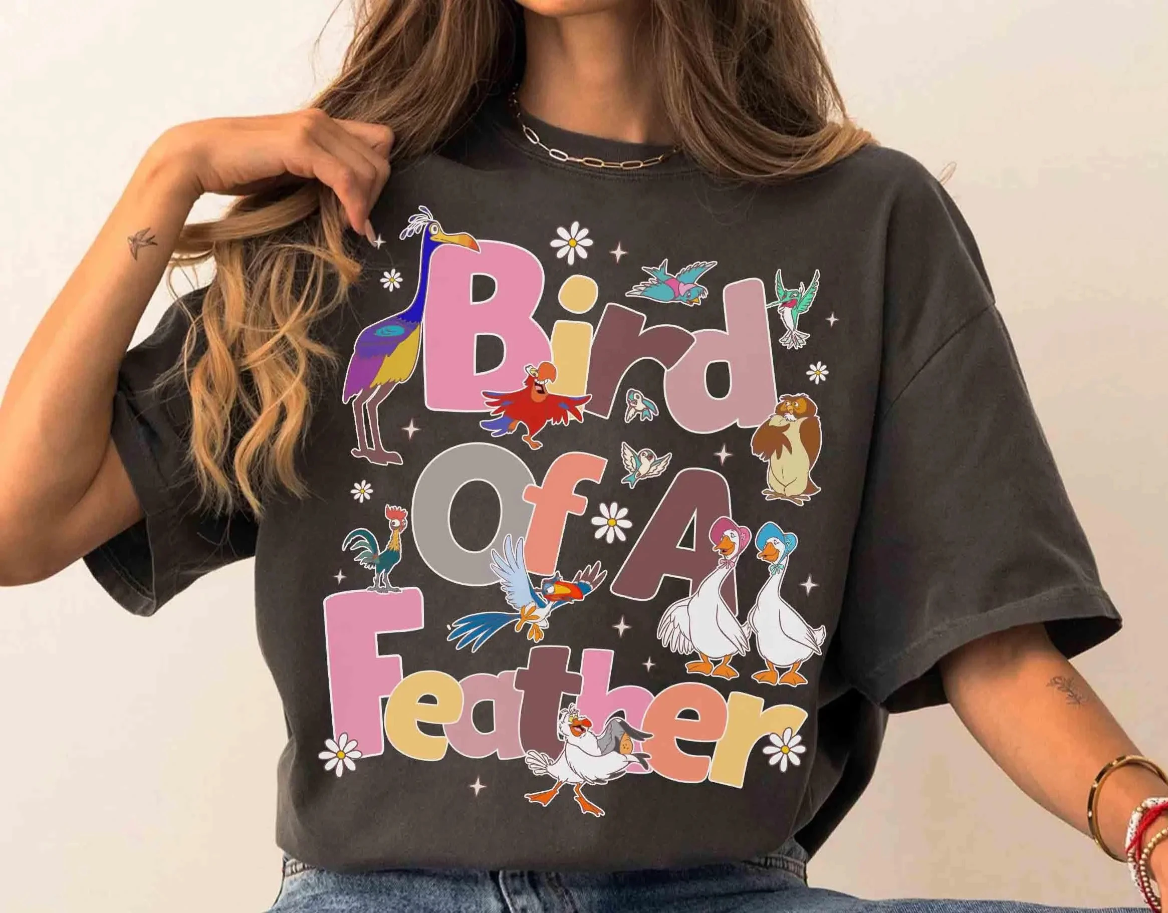 

Disney Bird Character "Birds of A Feather Flock Together" T-shirt, Hei Hei Kevin Zazu Matching T-shirt, Disney's Magic King