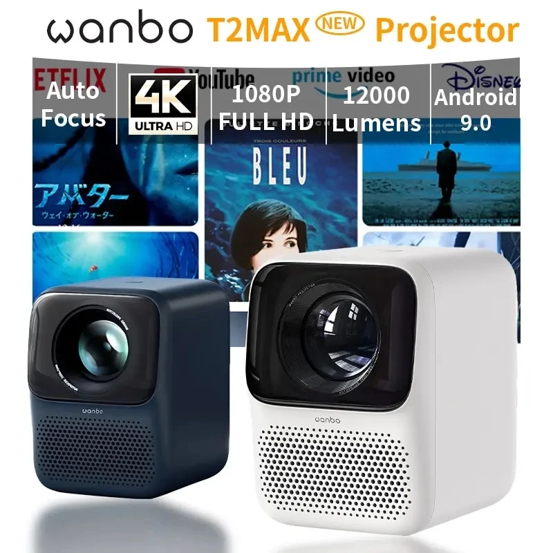 Wanbo-proyector de haz t2 max, proyector 4k, Wifi, Android, Full HD, 1080p, 450ANSI, enfoque automático, sonido HIFI proyector cine en casa