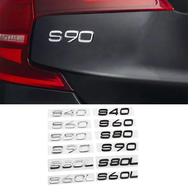 

3D ABS Black and Silver Car Body Trunk Emblem Sticker for Volvo S40 S60 S80 S90 S80L S60L Logo Badge Decal Exterior Accessories