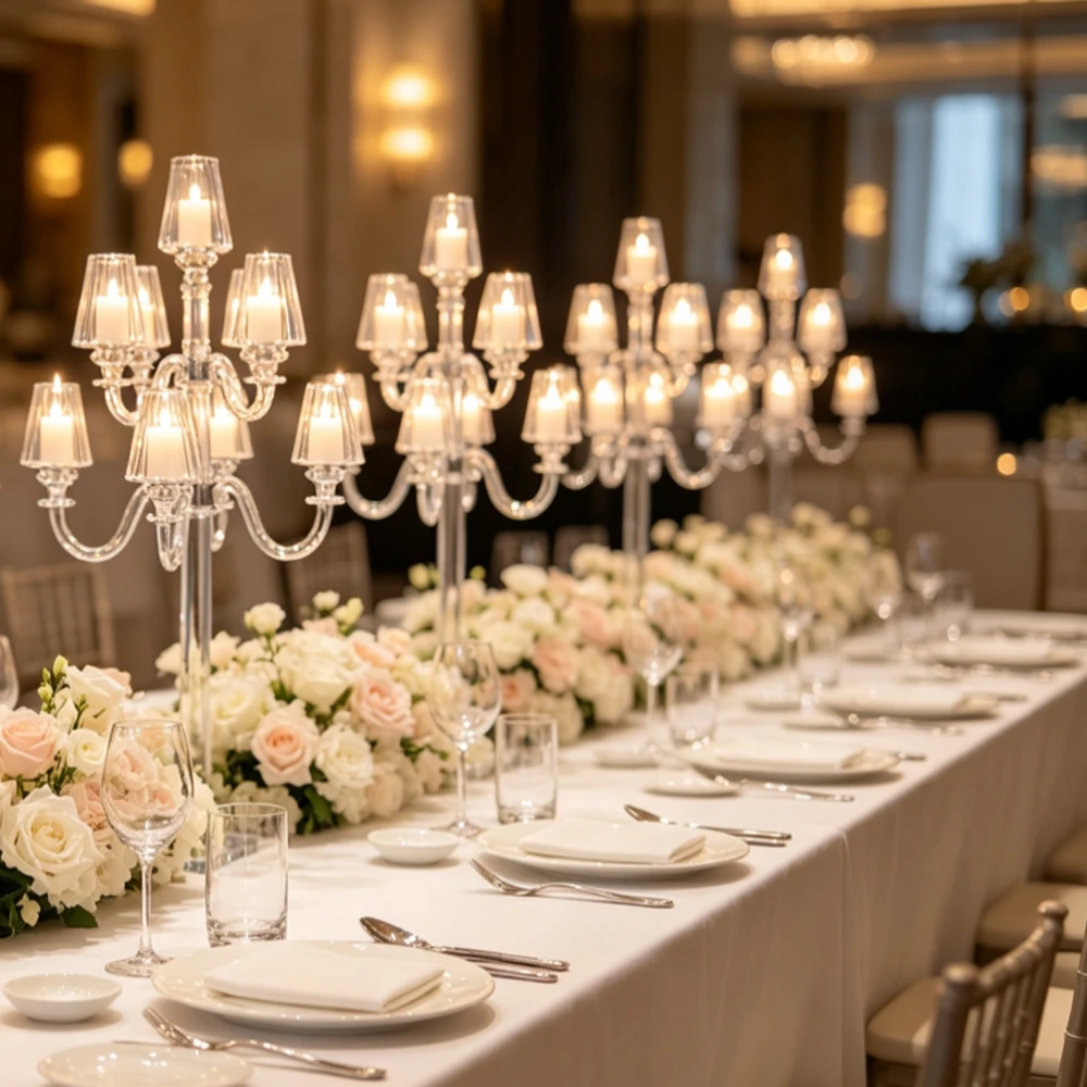 1-12pcs 9 Arms LLuxury Wedding Table Decoration  LED candle Light Stand Wedding Candle Holder Centerpiece