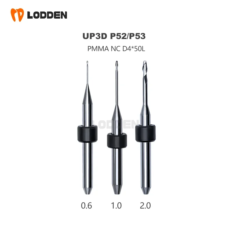 UP3D P53 Dental Milling Burs For Zirconia PMMA Lithium Disilicate D4 Diamond Coating Milling Cutter P52 Axis Dry Milling Machine