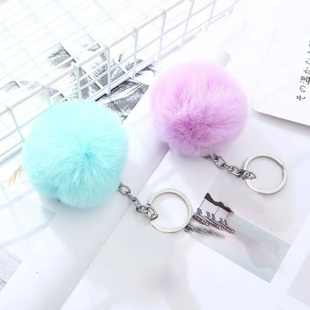 For Woman Soft Pompom DIY Jewelry Fur  Ball Key Chain Key Ring Keychains Fashion Accessories