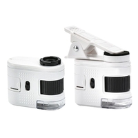 Portable 100X Magnification Mini Microscope for Smartphones with LED Illuminatiing and Clip On Design Jewels Magnifier 601A