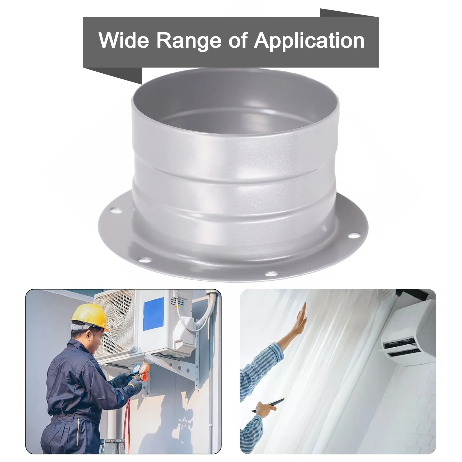 None Flange Connection Adapter 75mm Air Pipe Hose 3-8 Inch Flange Flange Adapter Galvanized Gray Vent Pipe Wall 100mm