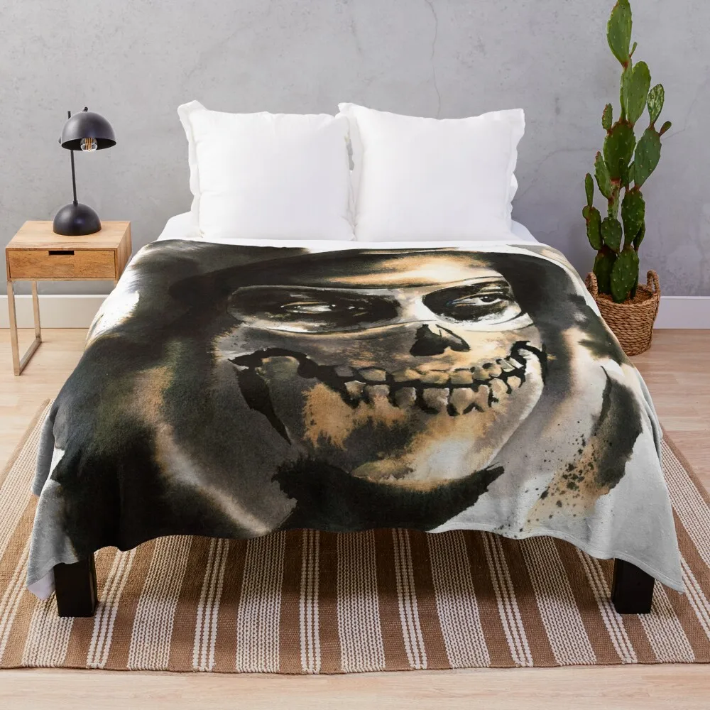 

Simon Ghost Riley in MW2 Throw Blanket manga warm for winter Tourist Baby Blankets