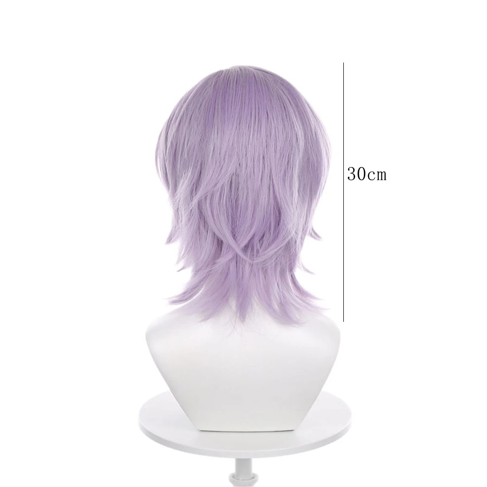أنيمي تأثيري شعر مستعار غامض قصير مستقيم الأرجواني الشعر الاصطناعية Peluca لمهرجان Frieren لعب الأدوار الدعائم