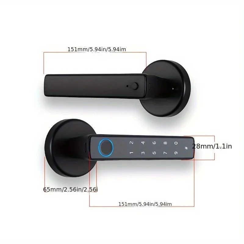 Tuya Digital Fingerprint Door Lock Electronic Lock with Password/Key/Smartlife/Tuya APP Remote Unlock For Bedroom