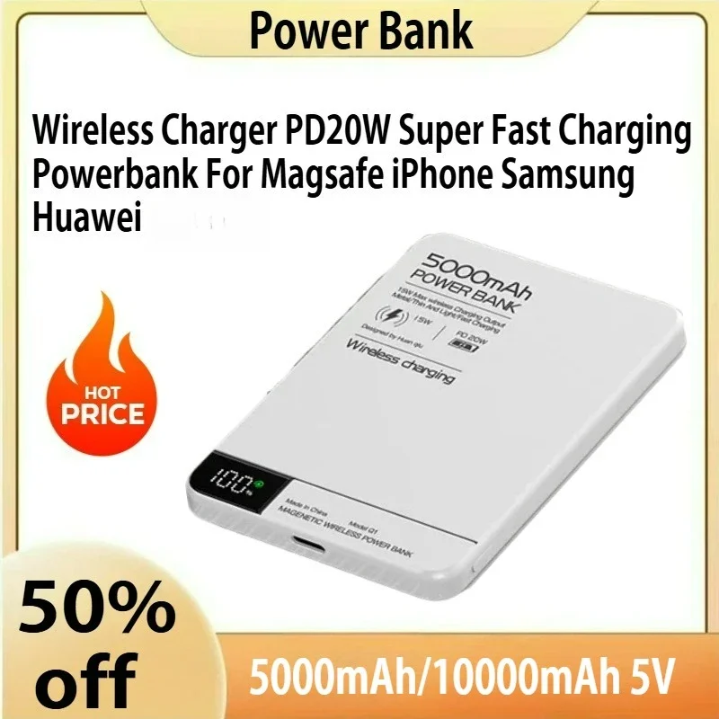 

10000mAh Power Bank Magnetic Qi Wireless Charger PD20W Super Fast Charging Powerbank For Magsafe iPhone Samsung Huawei Xiaomi