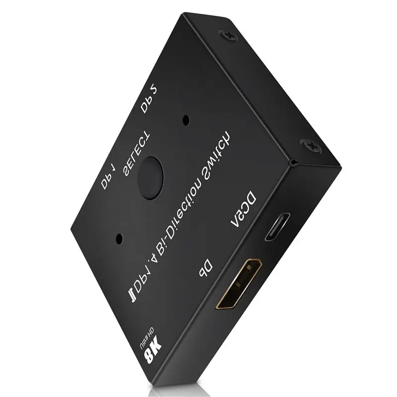 Displayport Switch Ultra HD 8K Bi-Directional DP 1.4 Switcher Splitter 2 In 1 Out 1 In 2 Out Supports 4K@120Hz 8K@60Hz