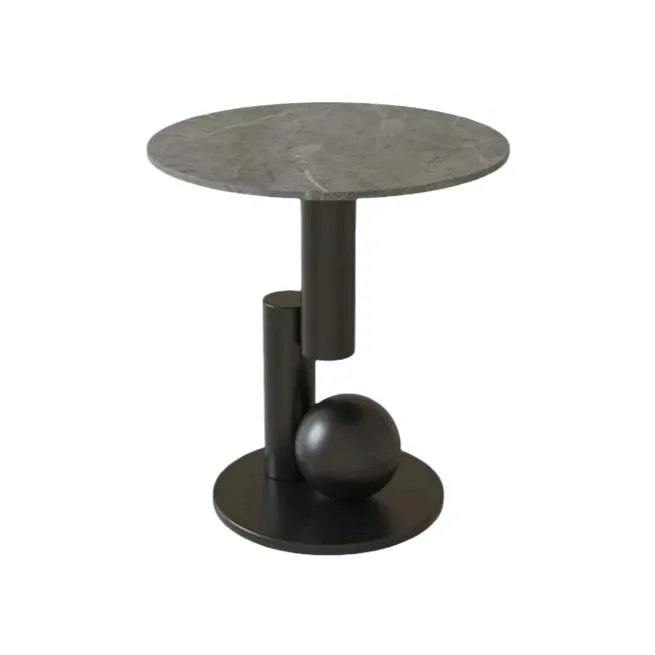 Mobile Sintered Stone Small Round Side Table for Apartment Hotel Home Sofa Coffee Tea