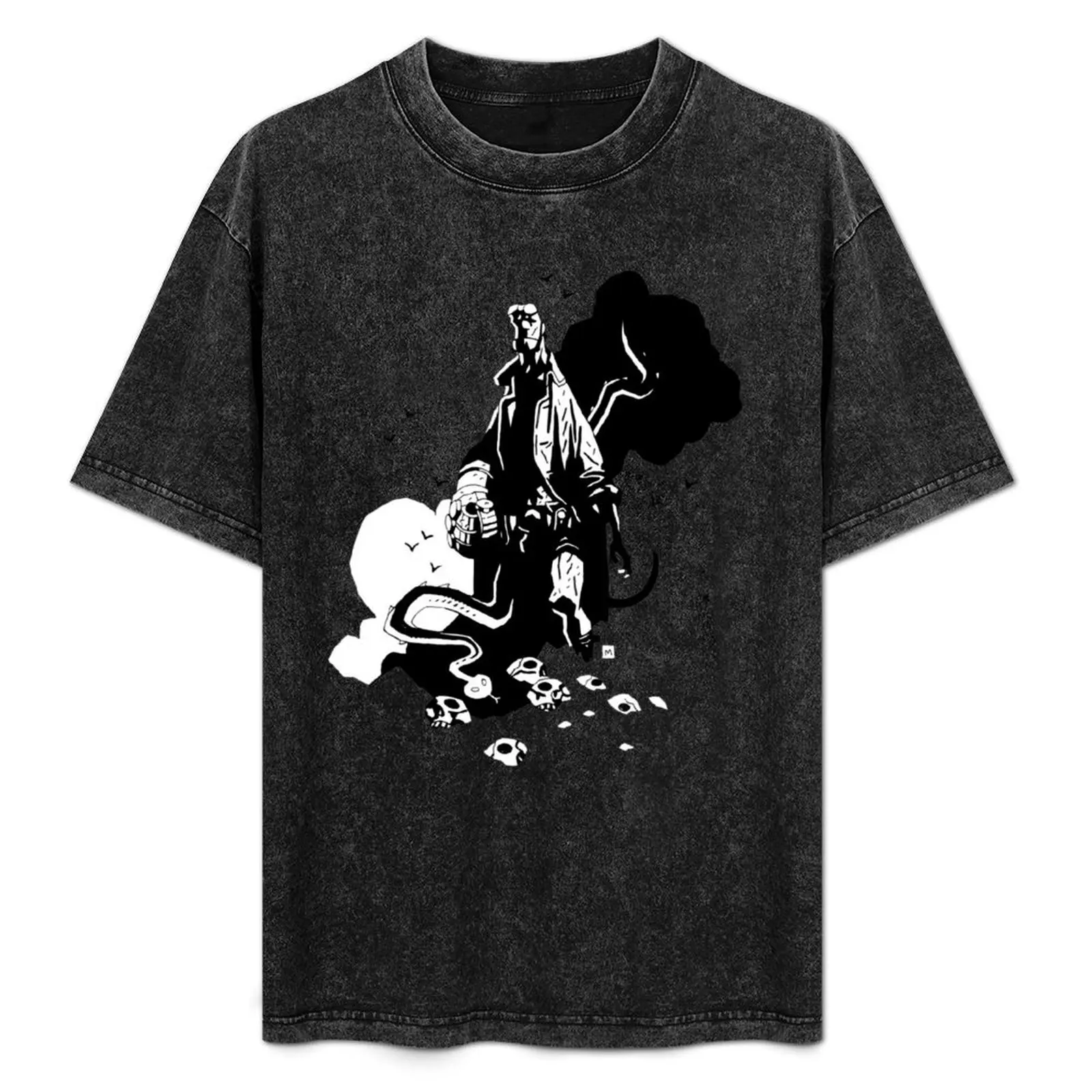 

Black and White Hellboy by Mike Mignola T-Shirt Breathable Lightweight Summer Top