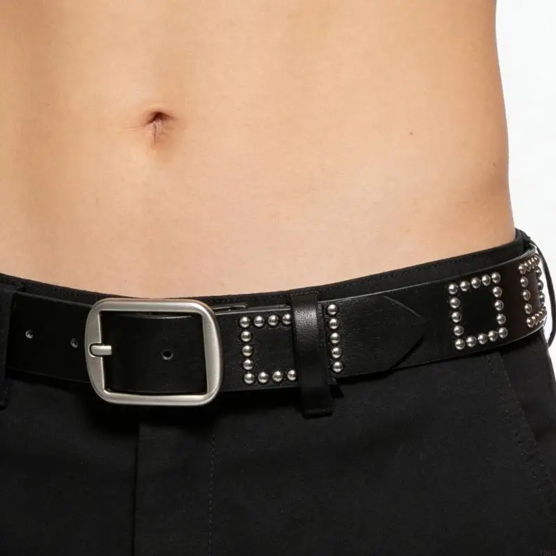 

Original Punk Rivets Belt Unique Metal Studs for Fashion Statements in Jeans Wear with Comfortable PU Belt Y08E