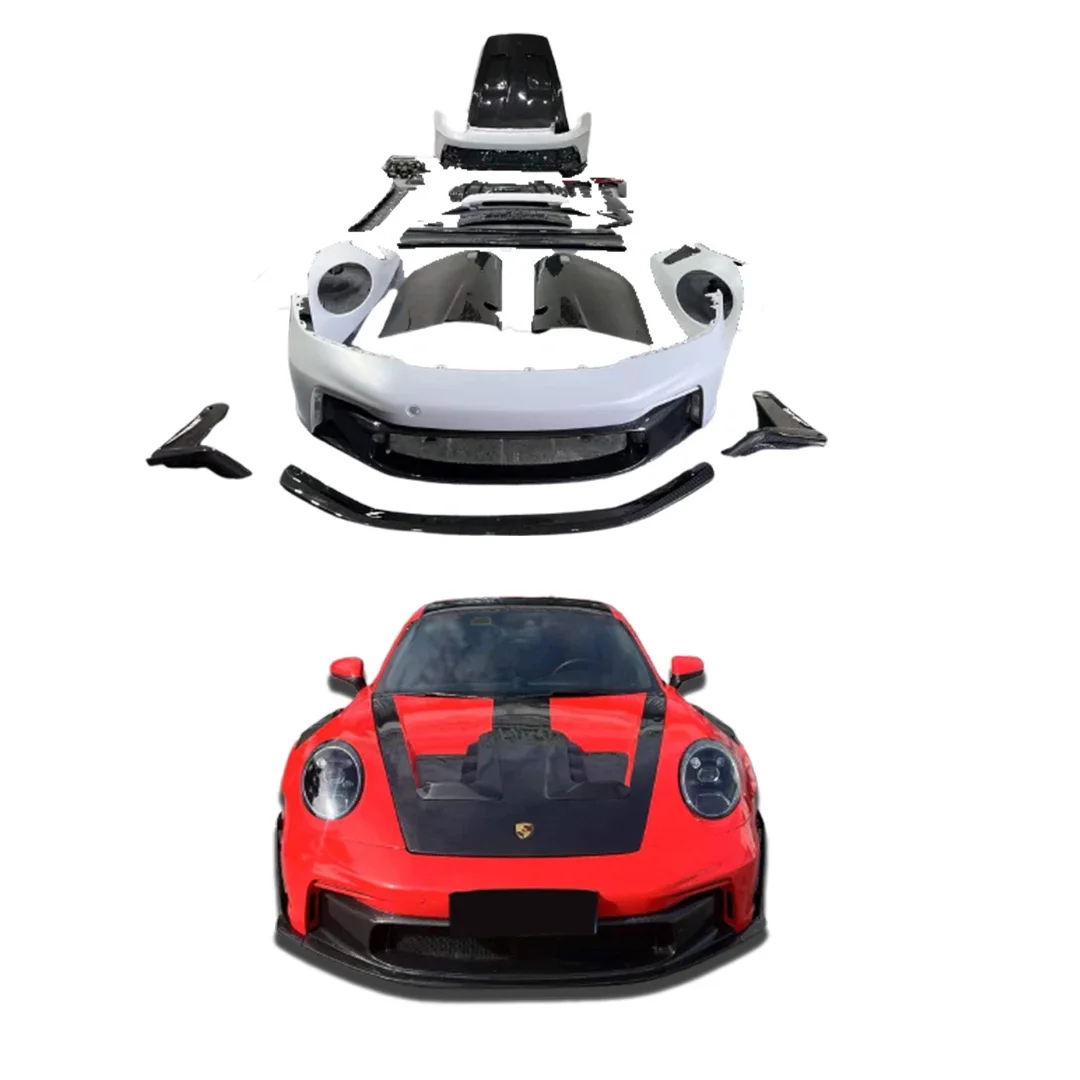 طقم هيكل GT3RS لبورشه 911 992 ترقية GT3RS أطقم هيكل من ألياف الكربون الجافة مصدات السيارة جودة عالية