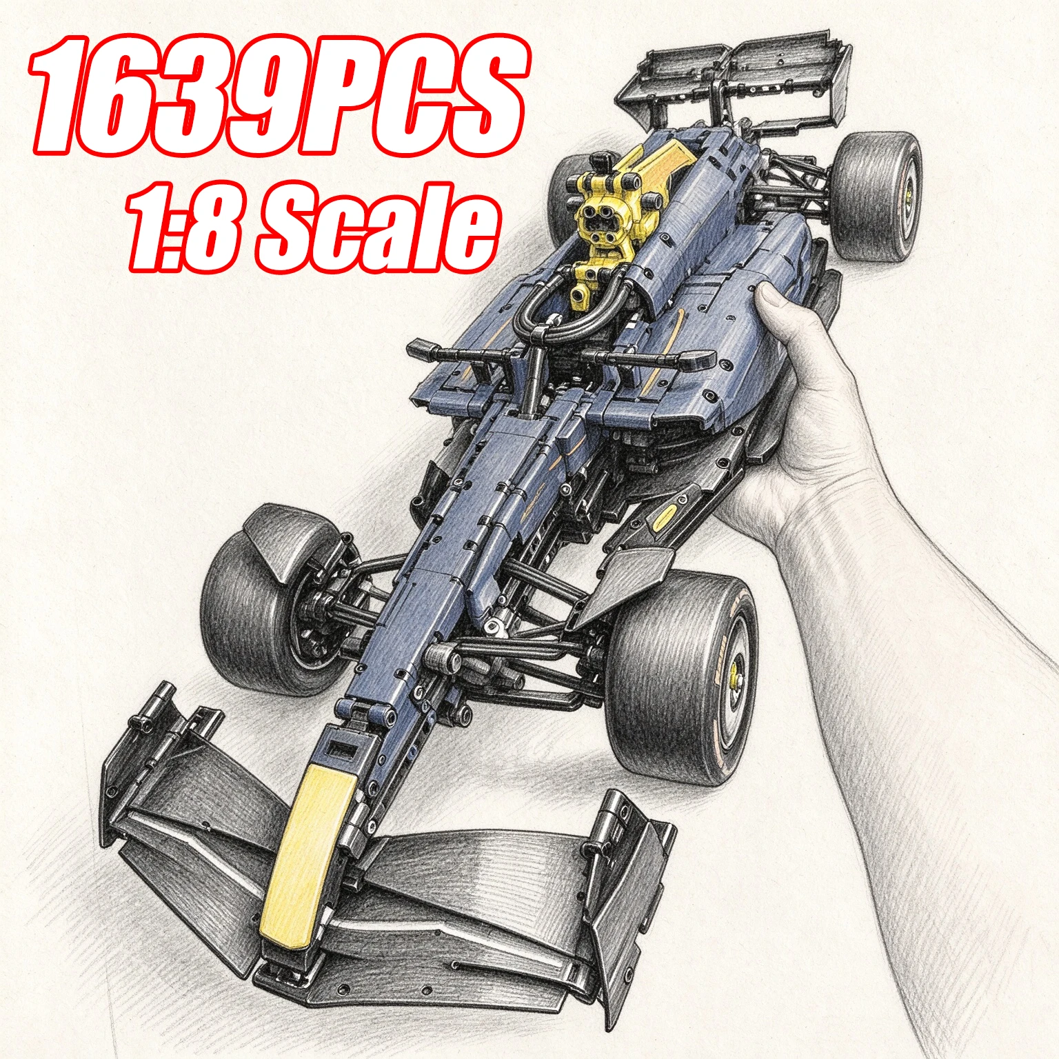 1:8 Scale 1361/1639PCS SF24 RB20 Racing Building Block Car Kit Aerodynamic Design Functional Steering Mechanical Brick Model Toy