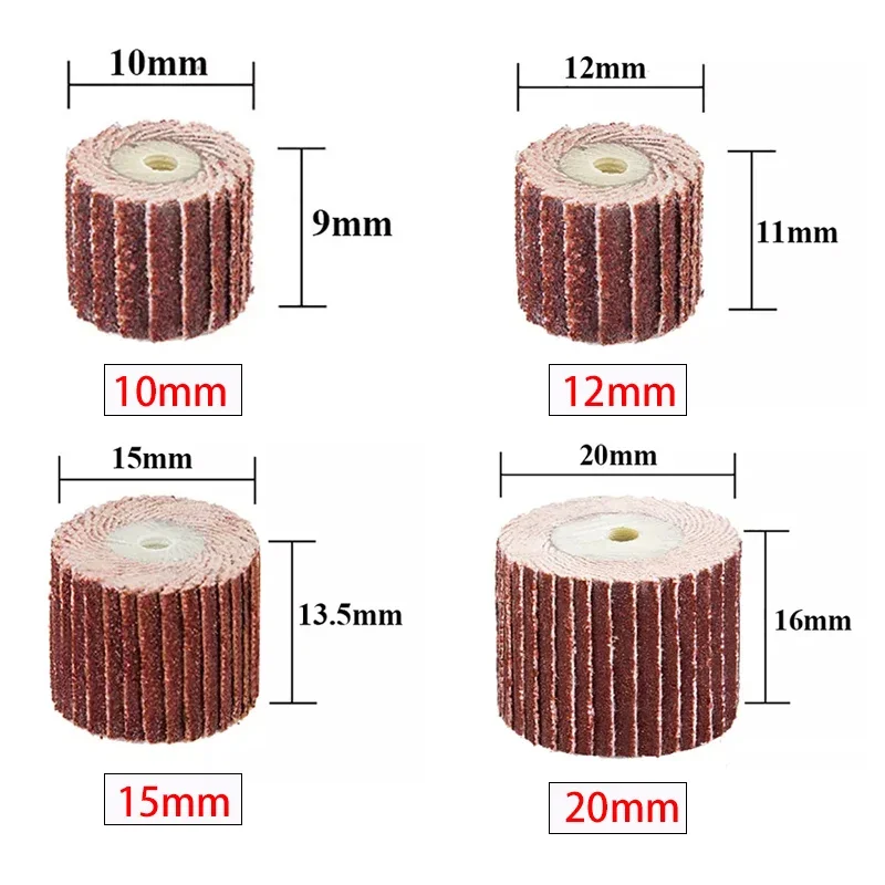 Set Flap pengamplasan dengan roda pengamplasan batang Mandrel penutup abrasif roda amplas poles cakram 80-600 Grit untuk bor Dremel Putar