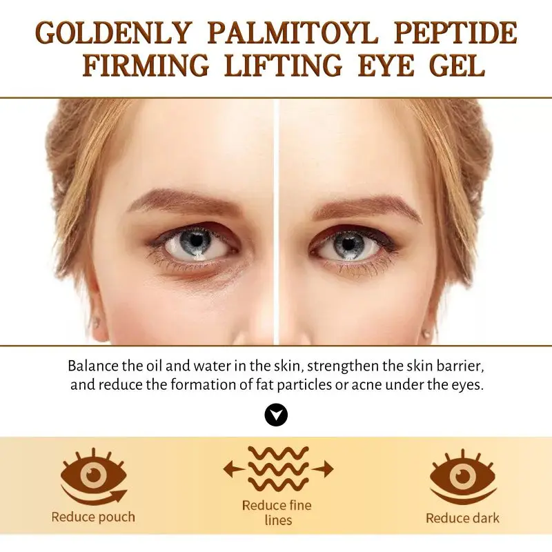 25g Eye Gel Cream Lifting Puffiness Golden Palmitoyl Peptides Moisturizing Soothe Firming Dark Circles Anti-Aging Beauty Health