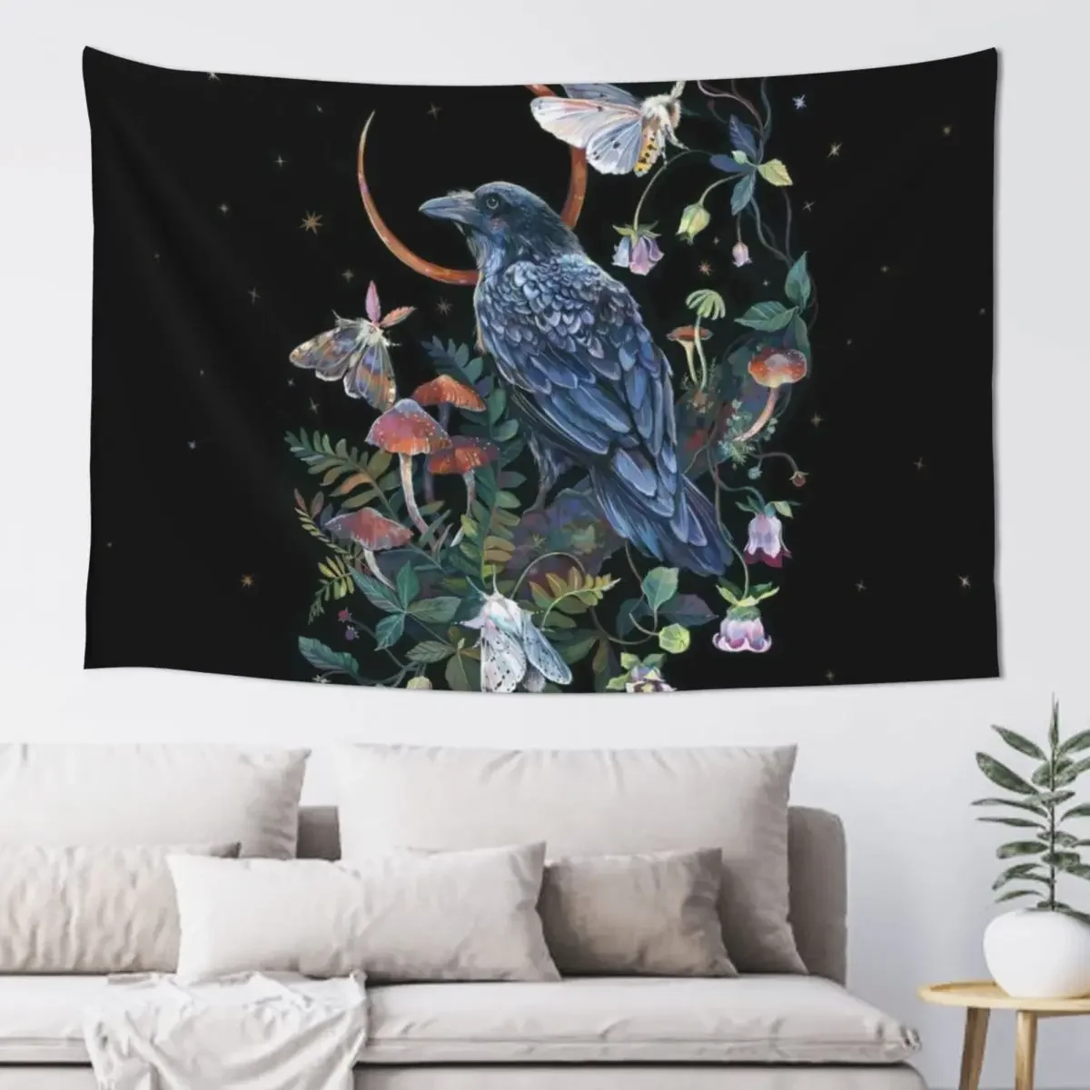 

Moon Raven Tapestry Outdoor Decor Decoration Wall Room Decoration Aesthetic Tapestry