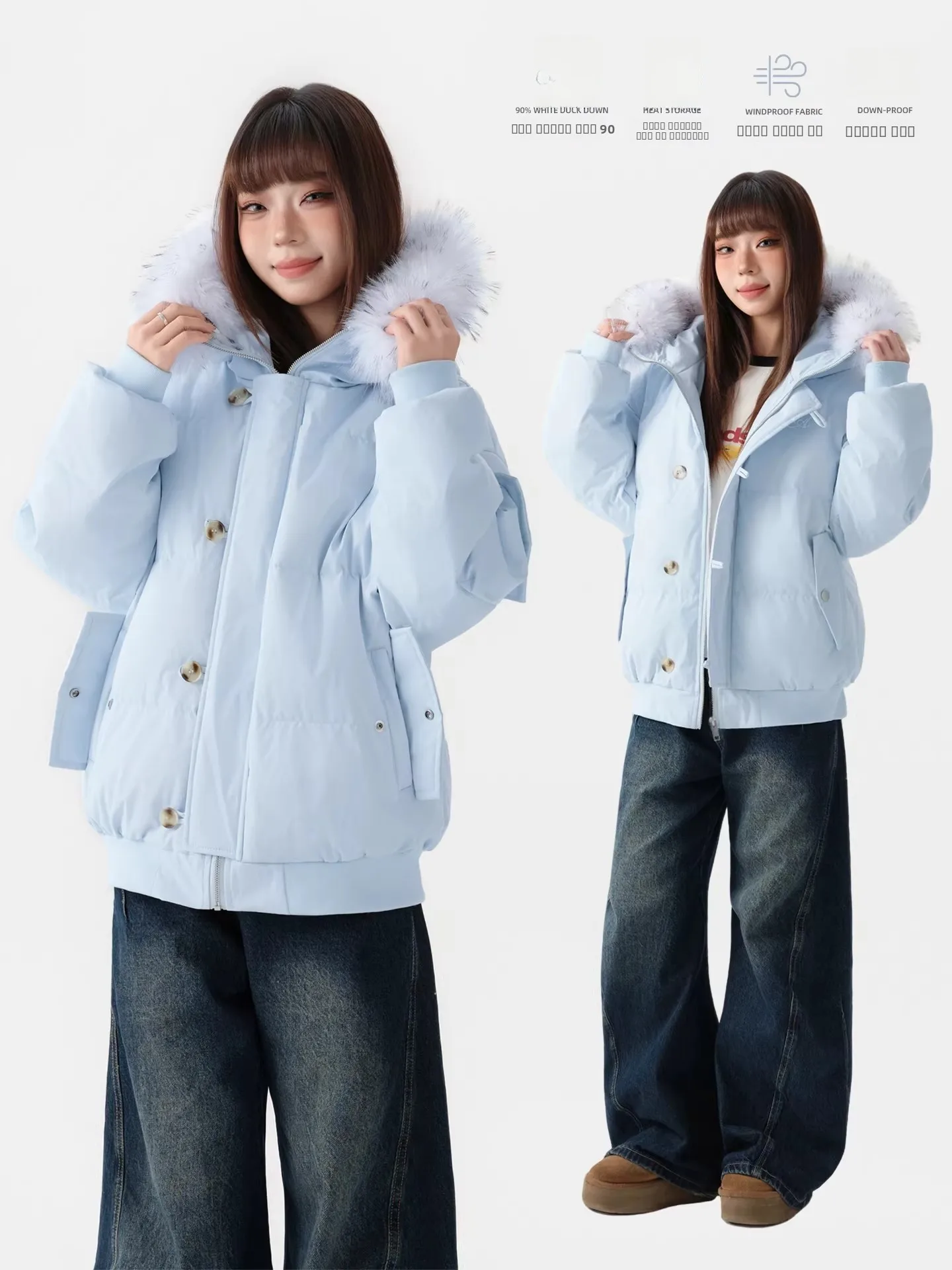 

Women's Parka Sle Du down Jaet Hooded Coat Winter Warm Button Front Faux Fur Collar Bread ape Quilted Coat