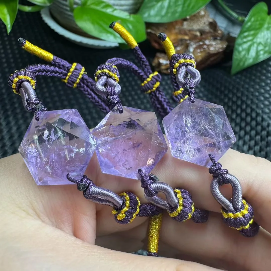 1 Pc Fengbaowu Natural Amethyst Hexagram Bracelet Crystal Reiki Healing Stone Jewelry Gift For Women Men